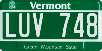 VT license plate LUV748