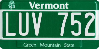 VT license plate LUV752