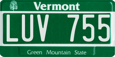 VT license plate LUV755