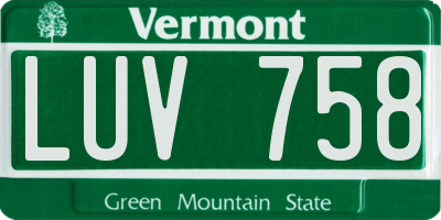 VT license plate LUV758