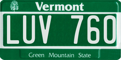 VT license plate LUV760