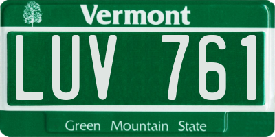 VT license plate LUV761