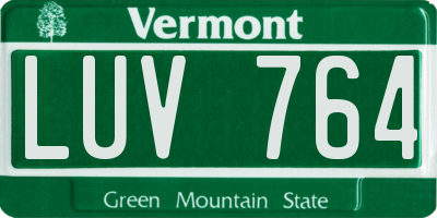 VT license plate LUV764