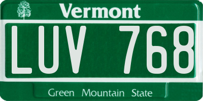 VT license plate LUV768