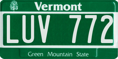 VT license plate LUV772