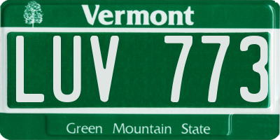 VT license plate LUV773