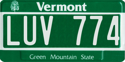 VT license plate LUV774
