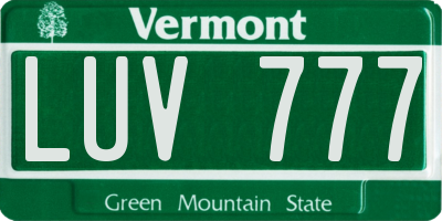 VT license plate LUV777