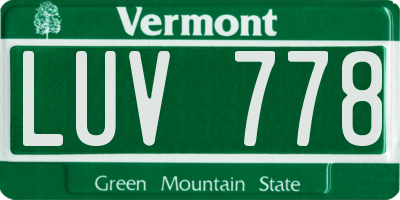 VT license plate LUV778