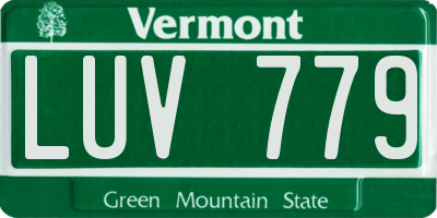 VT license plate LUV779