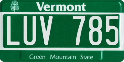 VT license plate LUV785