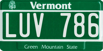 VT license plate LUV786
