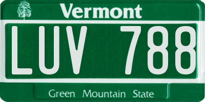 VT license plate LUV788