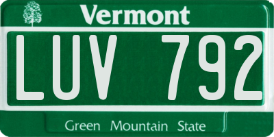 VT license plate LUV792