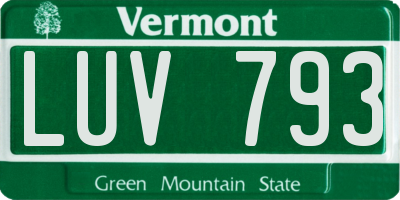 VT license plate LUV793