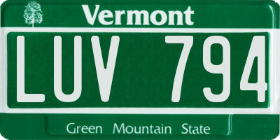 VT license plate LUV794