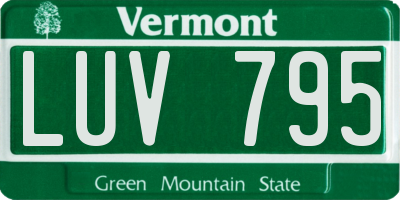 VT license plate LUV795