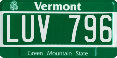 VT license plate LUV796