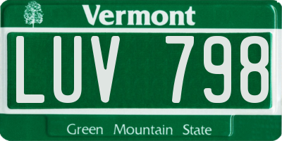 VT license plate LUV798