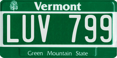 VT license plate LUV799