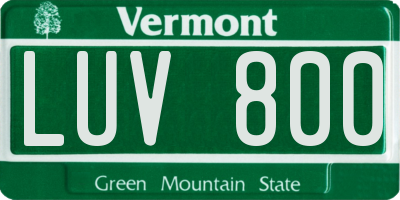 VT license plate LUV800