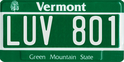 VT license plate LUV801