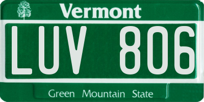 VT license plate LUV806