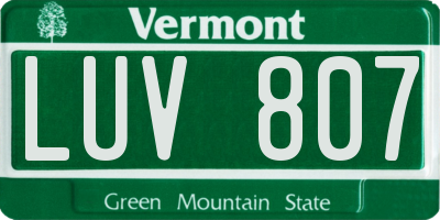 VT license plate LUV807