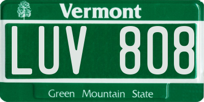 VT license plate LUV808