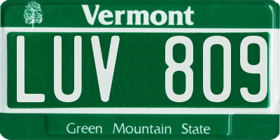 VT license plate LUV809