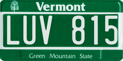 VT license plate LUV815