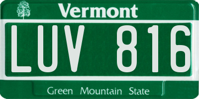 VT license plate LUV816