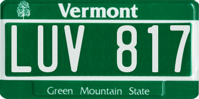 VT license plate LUV817