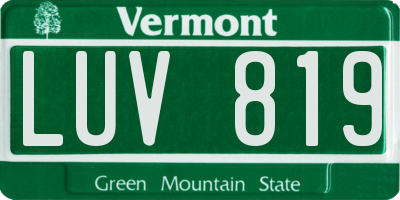 VT license plate LUV819