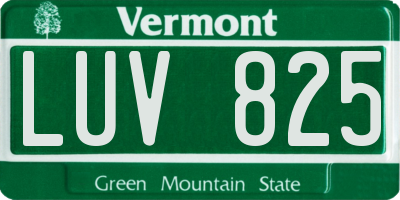 VT license plate LUV825