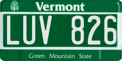 VT license plate LUV826