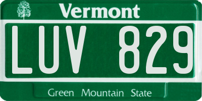 VT license plate LUV829