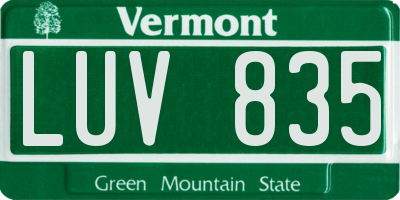 VT license plate LUV835