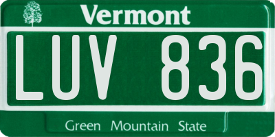 VT license plate LUV836