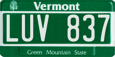 VT license plate LUV837