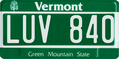 VT license plate LUV840