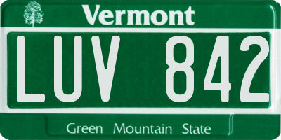 VT license plate LUV842