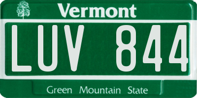 VT license plate LUV844