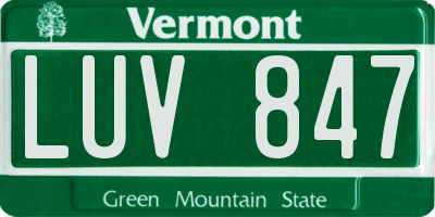 VT license plate LUV847