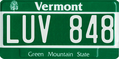VT license plate LUV848