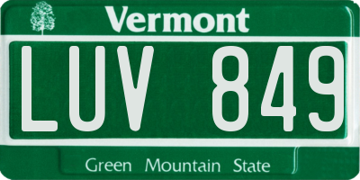 VT license plate LUV849