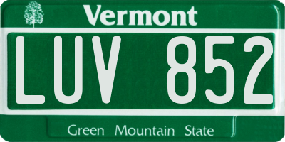 VT license plate LUV852