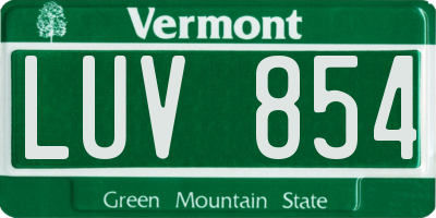 VT license plate LUV854