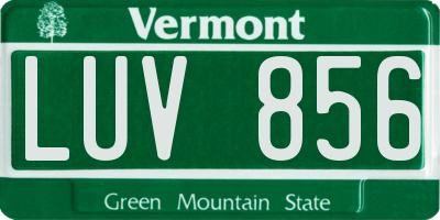 VT license plate LUV856