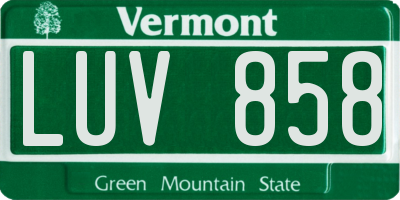VT license plate LUV858